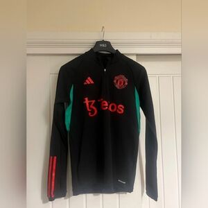 adidas Black & Teal Manchester United Training Top with Red Logos